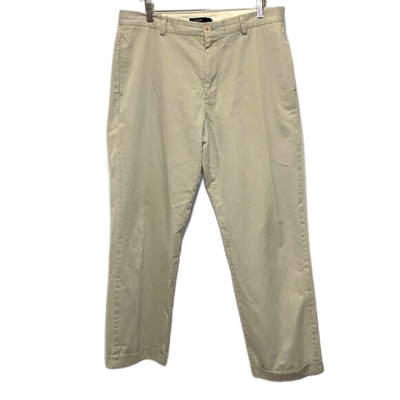 J. Crew Tan Flat Front Cuffed Straight Leg Chino Pants Size 35 X 31 - Picture 2 of 11